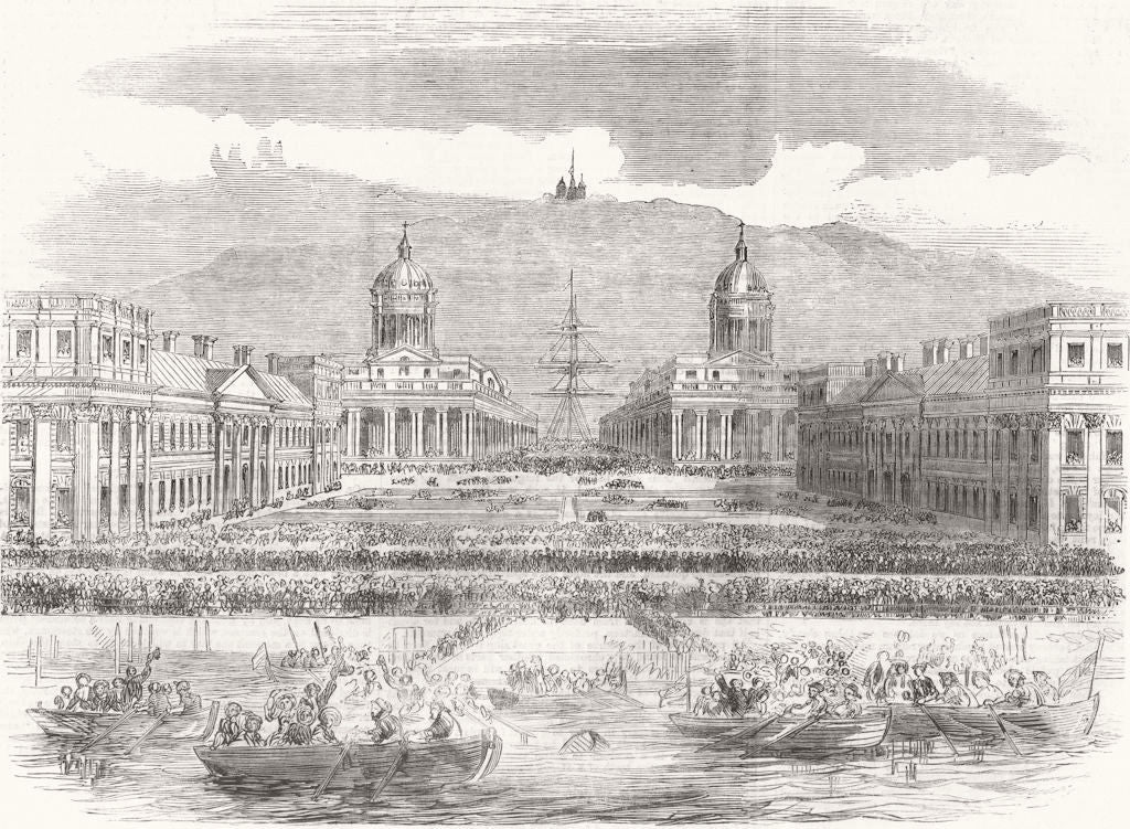 LONDON. Great Eastern on the Thames at Greenwich 1859 old antique print